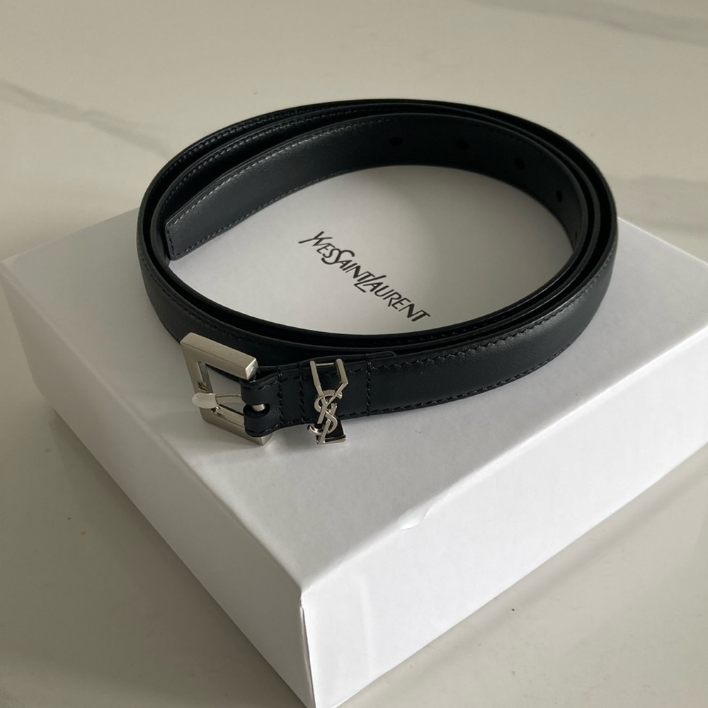 ysl silver belt